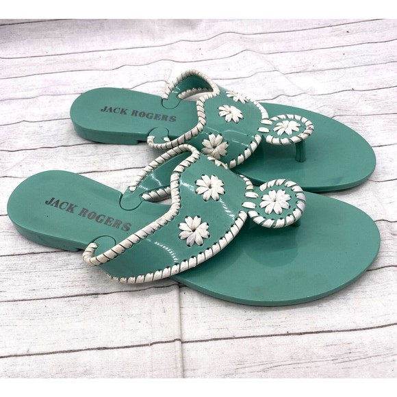 Jack Rogers Shoes - Jack Rogers Womens Mint Green (blueish)  White Sandals Size US 6 Hard Plastic